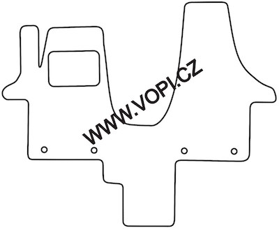 Koberec do kabíny VW T5 obytné auto s fixáciou 2003 - 2009 Royalfit s cípom medzi sedadlami (4965)